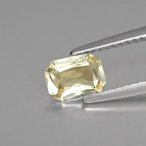 Zafiro amarillo natural de 0,77 ct, corte esmeralda, VVS