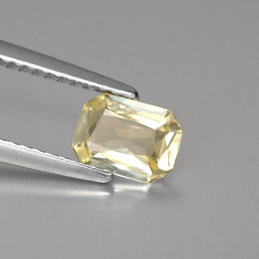 Zafiro amarillo natural de 0,77 ct, corte esmeralda, VVS