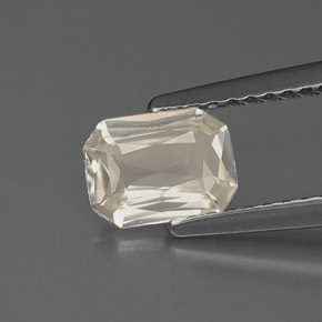 Zafiro blanco natural de 0,87 ct, corte esmeralda, VVS-VS