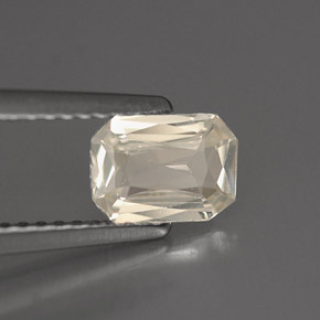 Zafiro blanco natural de 0,87 ct, corte esmeralda, VVS-VS