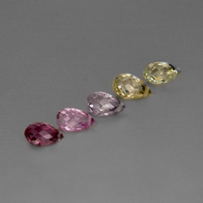 Gemas de zafiro multicolor natural de  ct, briolette, VVS