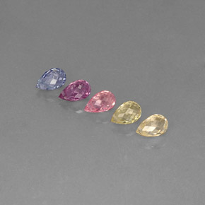 Gemas de zafiro multicolor natural de  ct, briolette, VVS-VS