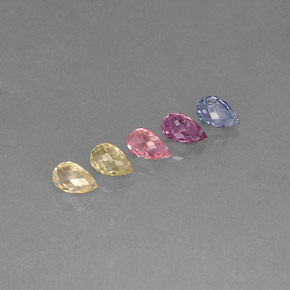Gemas de zafiro multicolor natural de  ct, briolette, VVS-VS