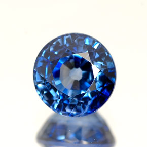 Zafiro azul natural de 1,60 ct, corte redondo, VS-SI
