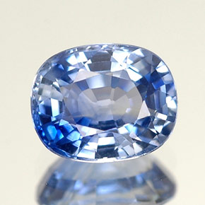 Zafiro azul natural de 1,32 ct, corte cojín, VVS-VS