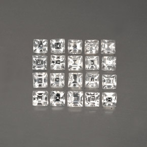 Gemas de zafiro blanco natural de  ct, cuadrado, VVS-VS