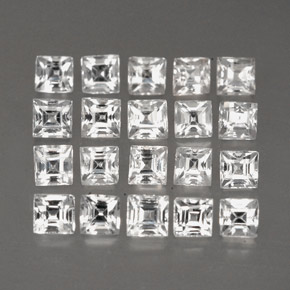Gemas de zafiro blanco natural de  ct, cuadrado, VVS-VS