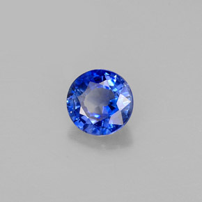 Zafiro azul natural de 0,60 ct, corte redondo, VS-SI