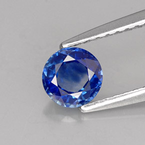Zafiro azul natural de 0,60 ct, corte redondo, VS