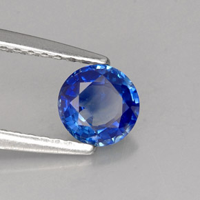 Zafiro azul natural de 0,60 ct, corte redondo, VS