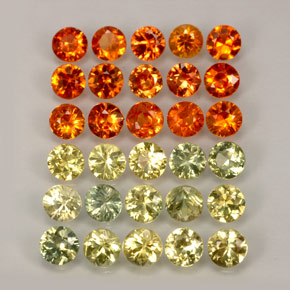 Gemas de zafiro multicolor natural de  ct, corte redondo, VVS