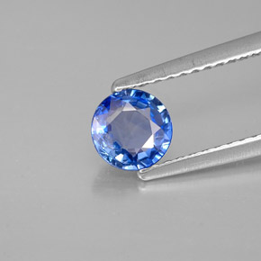 Zafiro azul natural de 0,69 ct, corte redondo, VS