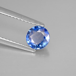 Zafiro azul natural de 0,69 ct, corte redondo, VS