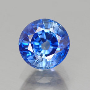 Zafiro azul natural de 1,22 ct, corte redondo, VVS-VS