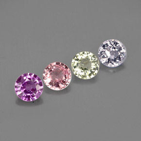 Gemas de zafiro multicolor natural de  ct, corte redondo, VVS-VS