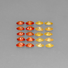 Gemas de zafiro naranja natural de  ct, marquesa, VVS-VS