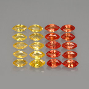 Gemas de zafiro naranja natural de  ct, marquesa, VVS-VS