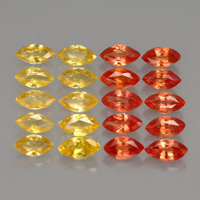 Gemas de zafiro naranja natural de  ct, marquesa, VVS-VS