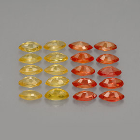 Gemas de zafiro naranja natural de  ct, marquesa, VVS-VS