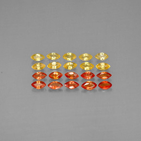 Gemas de zafiro naranja natural de  ct, marquesa, VVS-VS