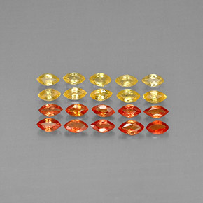 Gemas de zafiro naranja natural de  ct, marquesa, VVS-VS