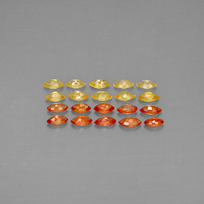 Gemas de zafiro naranja natural de  ct, marquesa, VVS-VS