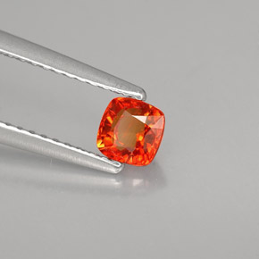 Zafiro naranja natural de 0,55 ct, corte cojín, VS