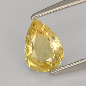 Zafiro amarillo natural de 0,73 ct, en forma de pera, VS