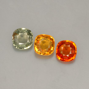 Gemas de zafiro multicolor natural de  ct, corte cojín, VVS-VS