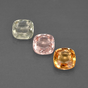 Gemas de zafiro multicolor natural de  ct, corte cojín, VVS-VS