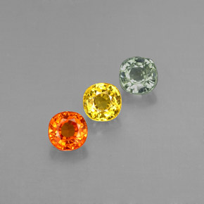 Gemas de zafiro multicolor natural de  ct, corte cojín, VVS-VS
