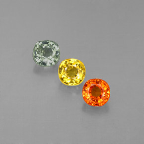 Gemas de zafiro multicolor natural de  ct, corte cojín, VVS-VS