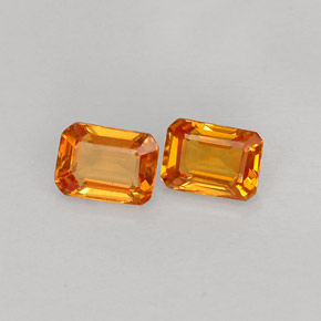 Gemas de zafiro naranja natural de  ct, corte esmeralda, VVS-VS
