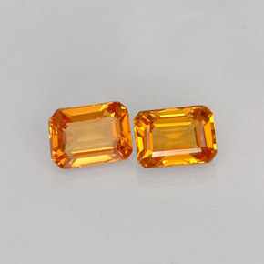Gemas de zafiro naranja natural de  ct, corte esmeralda, VVS-VS