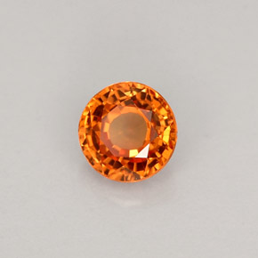 Zafiro naranja natural de 0,59 ct, corte redondo, VVS-VS