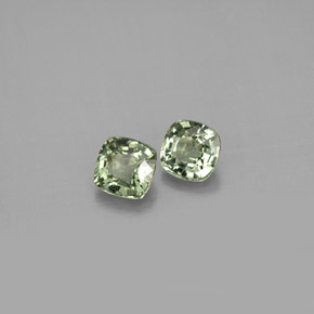Gemas de zafiro verde natural de  ct, corte cojín, VVS-VS