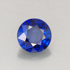 Zafiro azul natural de 1,11 ct, corte redondo, VVS-VS
