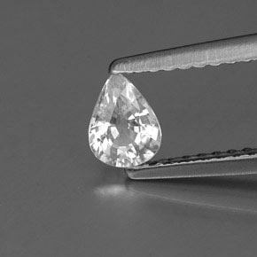 Zafiro blanco natural de 0,40 ct, en forma de pera, VS