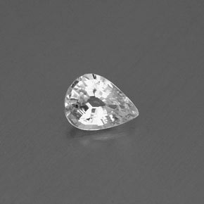 Zafiro blanco natural de 0,40 ct, en forma de pera, VS