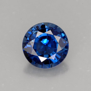 Zafiro azul natural de 1,34 ct, corte redondo, VVS
