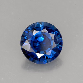 Zafiro azul natural de 1,34 ct, corte redondo, VVS