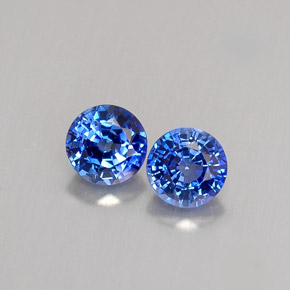 Gemas de zafiro azul natural de  ct, corte redondo, VVS
