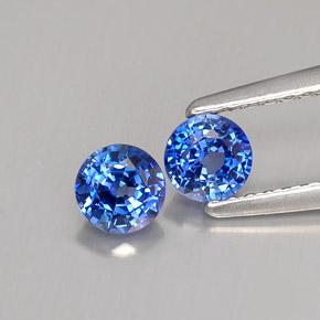 Gemas de zafiro azul natural de  ct, corte redondo, VVS