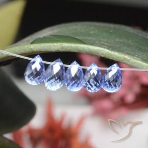 Gemas de Zafiro Azul pastel natural de 3.34 ct, Corte Briolette, VVS-VS