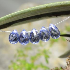 Gemas de zafiro azul natural de 3,03 ct, briolette, VVS-VS