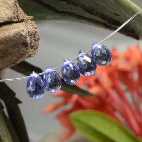 Gemas de zafiro azul natural de 3,73 ct, briolette, VVS-VS