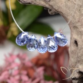 Gemas de Zafiro Azul pastel natural de 3.88 ct, Corte Briolette, VVS-VS