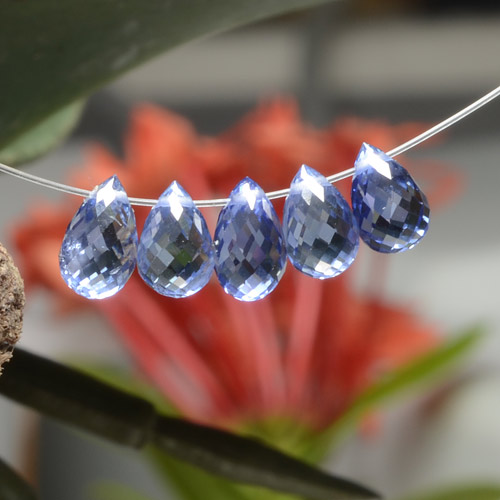 Gemas de zafiro azul natural de 4,06 ct, briolette, VVS-VS