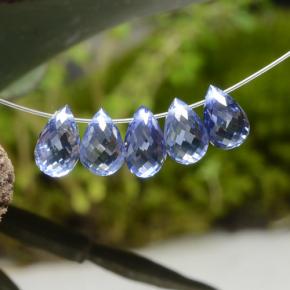 Gemas de zafiro azul natural de 4,06 ct, briolette, VVS-VS