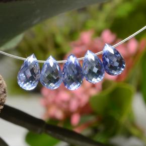 Gemas de zafiro azul natural de 4,06 ct, briolette, VVS-VS